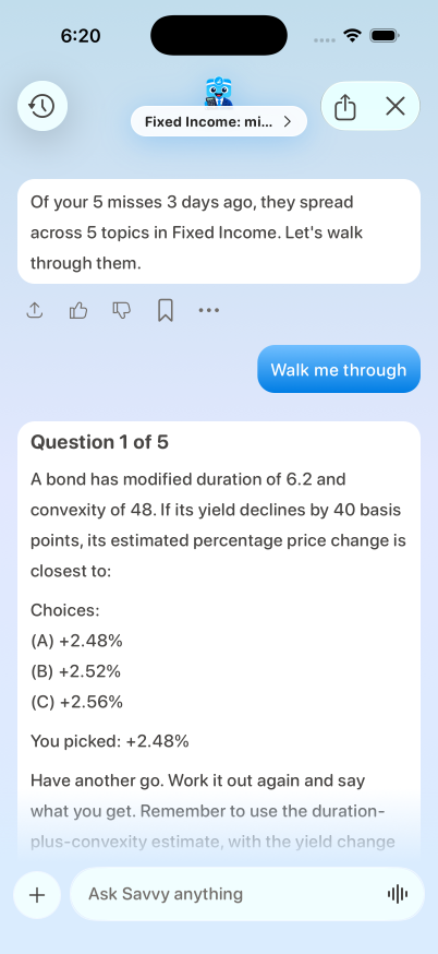 CFA, after the first tap, on iPhone