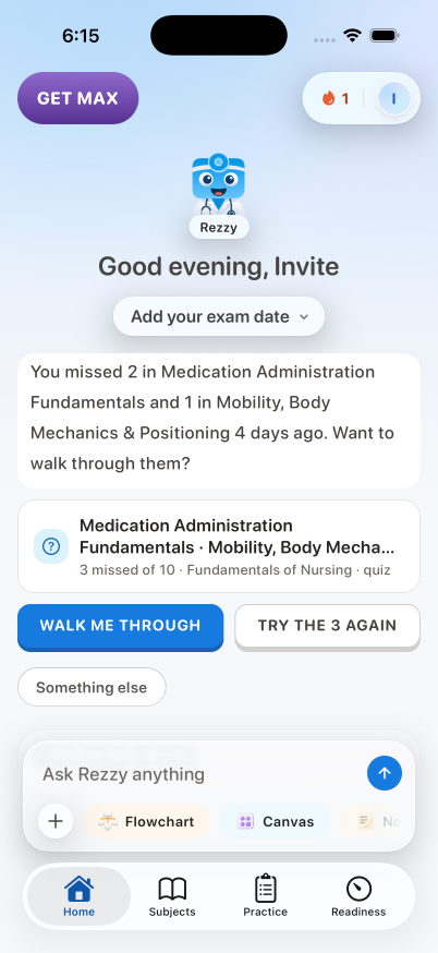 NCLEX-RN, Home, on iPhone