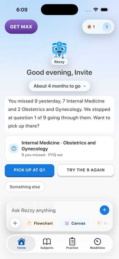 Indian Medical PG (NEET-PG), Home again after the tap, on iPhone