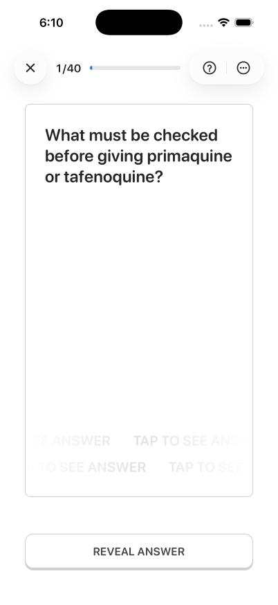 US Medical PG (USMLE), after the first tap, on iPhone