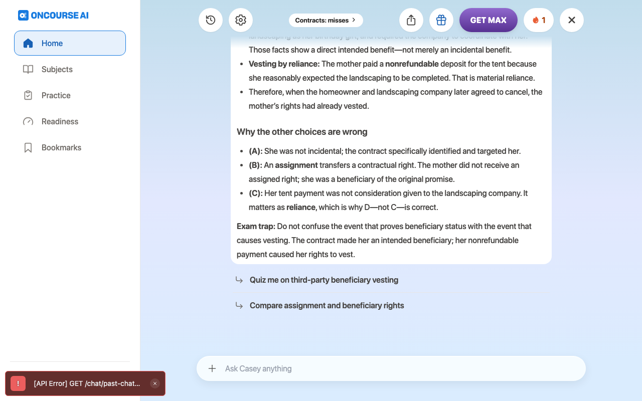 Bar Exam, walkthrough after one answer, on Web