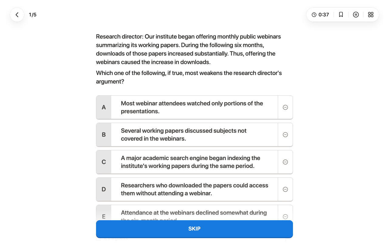 LSAT, after the first tap, on Web